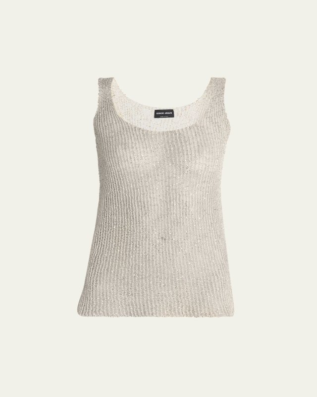 Sequined Knit Sleeveless Top